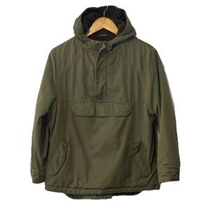 Mini Boden Hooded Anorak Jacket Olive Green Fleece Lined Cotton Boys 9-10Y